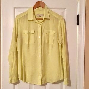 Loft Sunshine Yellow Checkered Button Down L